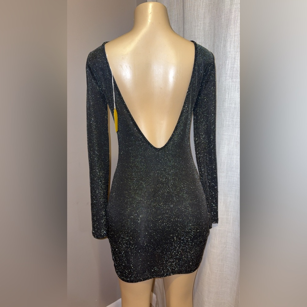 Sparkling Black Long Sleeve Dress